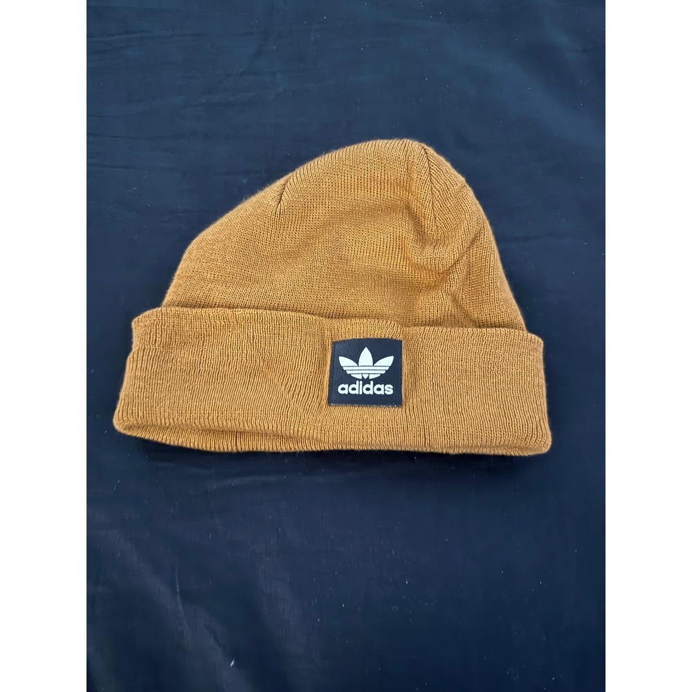 Adidas Originals Trefoil Logo Beanie Hat Mustard Yellow Cuff Winter